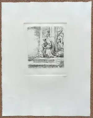 Rembrandt van Rijn - De thuiskomst van de verloren zoon, ets kopen? Bied vanaf 75!