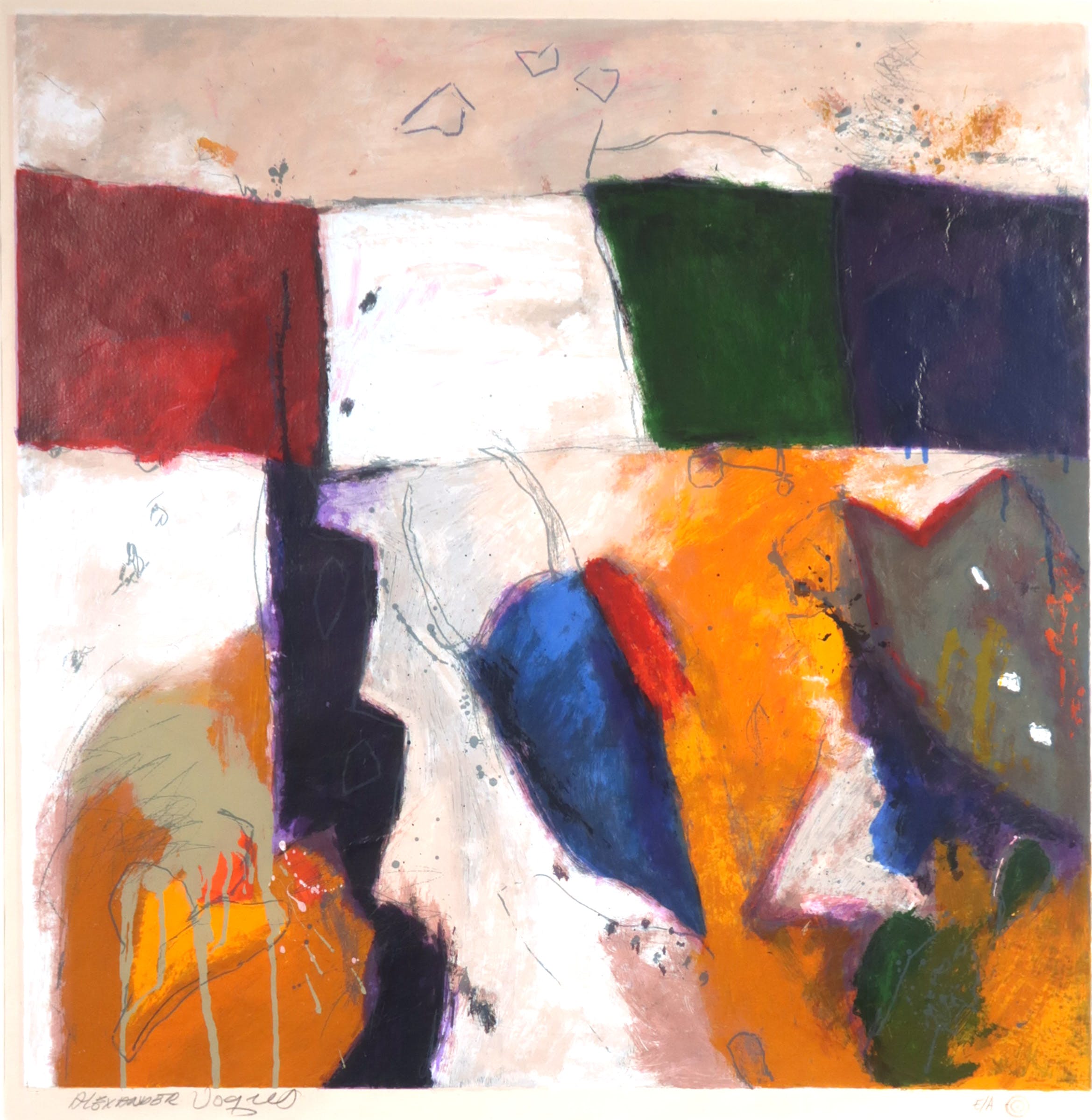 Alexander Vogels - Zeefdruk, Zonder titel - Ingelijst (Groot) kopen? Bied vanaf 70!