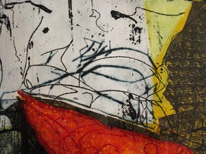 Lukie de Bree - Willem de Kooning Academie - Gesigneerde Zeefdruk "abstracte Compositie" kopen? Bied vanaf 10!
