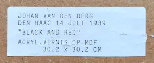 Johan van den Berg - Black and Red, acrylverf op paneel kaufen? Bieten Sie von 100!