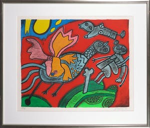 Corneille - Litho, L'ange descendu des Astres II - Ingelijst kopen? Bied vanaf 200!