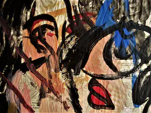 Niet of onleesbaar gesigneerd - Night Gall. Donkersloot - PoP-Art Gouache op krant "Man&Vrouw" kopen? Bied vanaf 1!