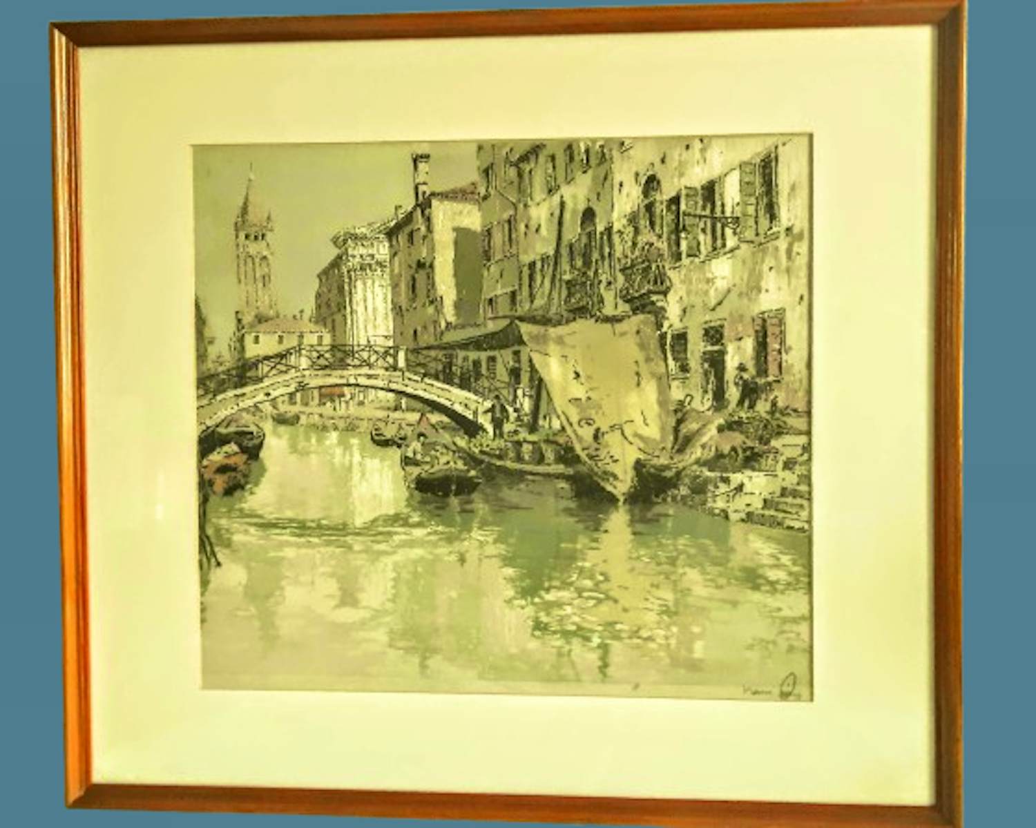 Hans Figura - Farb Radierung Aquatinta auf Seide Brücke in Venedig 50er Jahre handsigniert kopen? Bied vanaf 220!