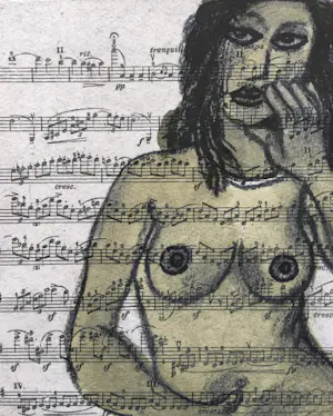 Corneille - zeefdruk "Naakt op muziekpapier" kopen? Bied vanaf 125!