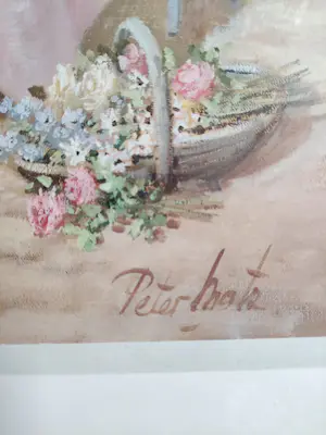 Peter Motz - dubbel zicht op binnenplaats met bloemen kopen? Bied vanaf 100!