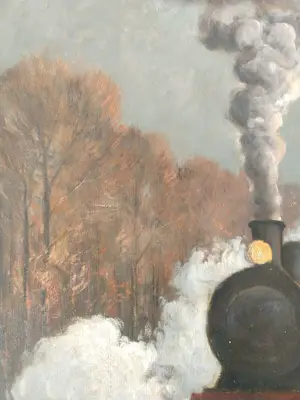 Jan Scholten - Stoomlocomotief door winters landschap kopen? Bied vanaf 250!