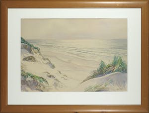 Ad Blok van der Velden - Aquarel, Noorzeestrand - Ingelijst kopen? Bied vanaf 400!