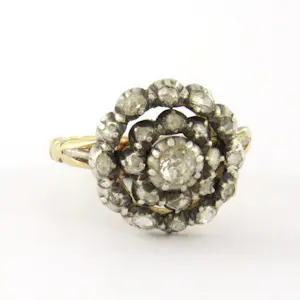 14k goud met zilver ring met roos geslepen diamant tot. 0.25ct – G/H - SI kopen? Bied vanaf 410!