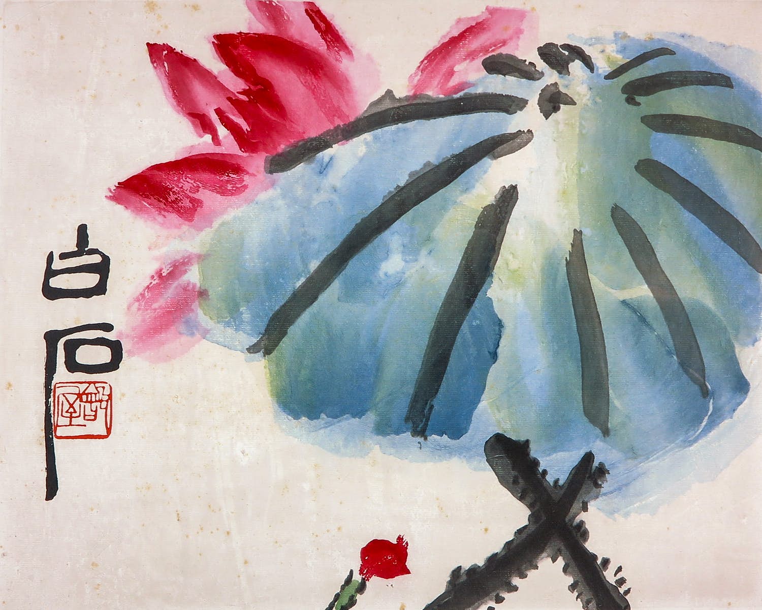 Qi Baishi - Houtdruk op papier, zonder titel verkocht voor € 1!