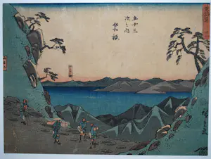 AcheterAndo Hiroshige - Hakone, houtsnede uit ca. 1840 - gesigneerd rechts - mooi ingelijst? Enchérissez de 125!