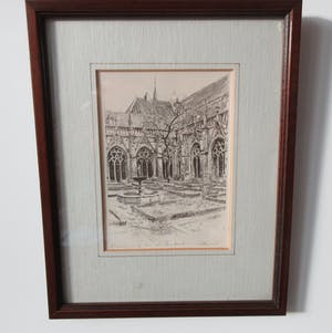 Niet of onleesbaar gesigneerd - Ets Kloostergang Domkerk te Utrecht kopen? Bied vanaf 1!