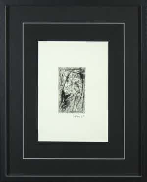 Asger Jorn - Ets en droge naald op handgeschept Japon, Friedhof der Maulwürfe - Ingelijst verkocht voor € 1!