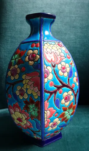 Emaux de Longwy - kleurijke floraal gedecoreerde cloisonne vaas kopen? Bied vanaf 95!
