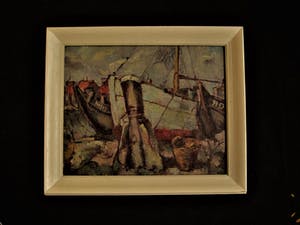 Frans Verpoorten - "Haarlemse Vijftiger" Expressionistisch Olieverf - Boten in Haven Monnickendam kopen? Bied vanaf 10!