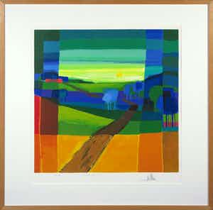 Ton Schulten - Zeefdruk, Zonneweg - Ingelijst verkocht voor € 200!