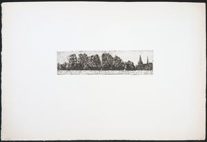 Fred Bervoets - Lot van twee etsen, Dorpsgezicht met bomenrij en de waslijn kopen? Bied vanaf 35!