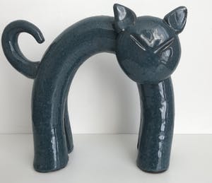 Peter Selhorst - Grote Blauwe Keramieken Kat kopen? Bied vanaf 25!