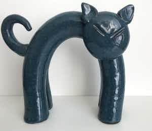 Peter Selhorst - Grote Blauwe Keramieken Kat verkocht voor € 25!