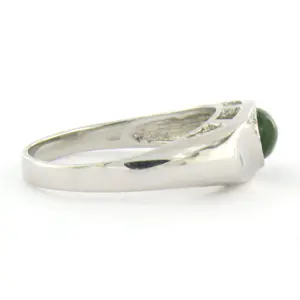 14k wit gouden ring met mos agaat en single cut geslepen diamant tot. 0.01ct kopen? Bied vanaf 200!