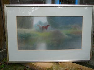 Alberto Taboada - Paarden aan de oever van de Waal -pastel 1977- kopen? Bied vanaf 1!