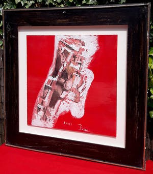 Miguel Ybanez - Abstracte compositie, gemengde techniek (ingelijst) kopen? Bied vanaf 1!