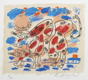 Kees Salentijn - Zeefdruk, Abstracte compositie kopen? Bied vanaf 1!