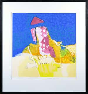 Henk van Vessem - Zeefdruk, Wolkloos blauw - Ingelijst verkocht voor € 1!