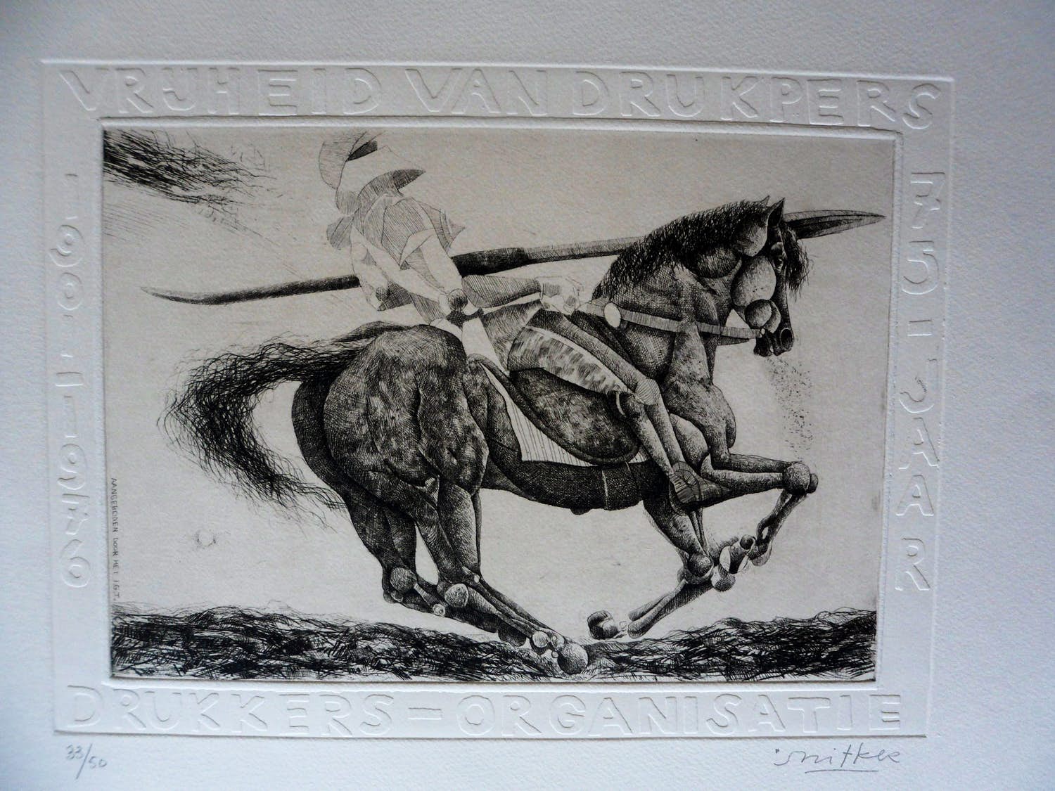 Willem Snitker - Ets, het 75-jarig bestaan van de Nederlandse drukkersorganisatie, 1976 verkocht voor € 50!