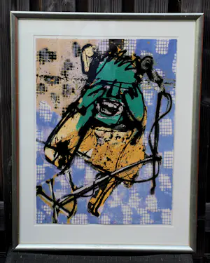 Herman Brood - Ingelijste zeefdruk:het bandje: de zanger - 1990 kopen? Bied vanaf 350!