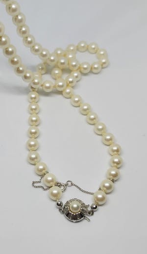 Vintage glasparel collier met zilver slotje 81cm kopen? Bied vanaf 35!