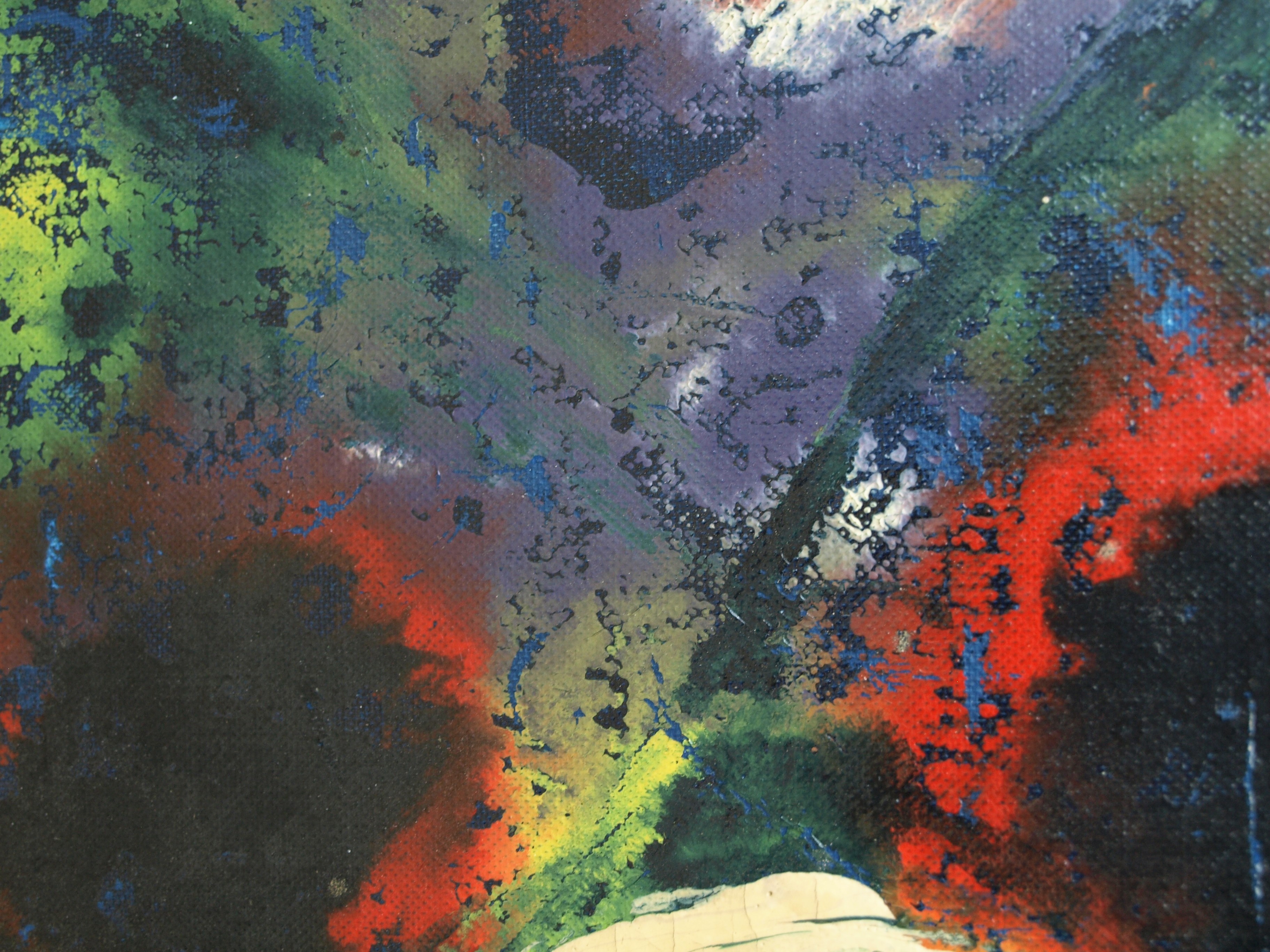 Niet of onleesbaar gesigneerd - Olieverf op board , Abstract bloemstilleven – ingelijst – ca 1965 kopen? Bied vanaf 1!