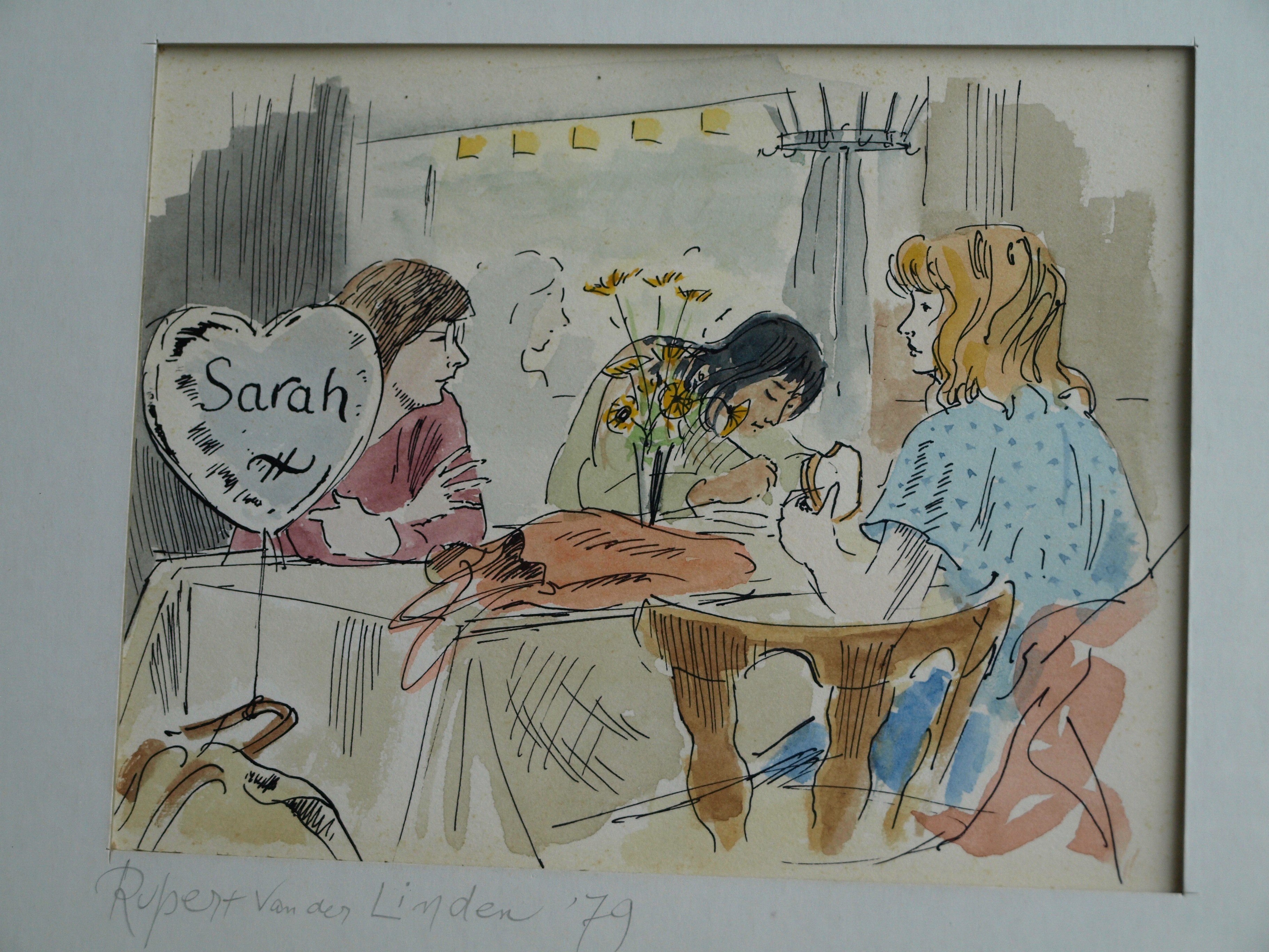 Rupert van der Linden - 4x Aquarel en pentekening , Mensen 9 – gesigneerd & ingelijst - 1979 kopen? Bied vanaf 50!