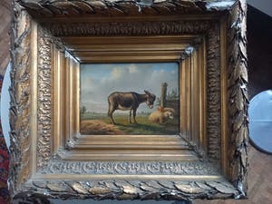 Louis Pierre Verwée - ezel met schapen in weidelandschap kopen? Bied vanaf 300!