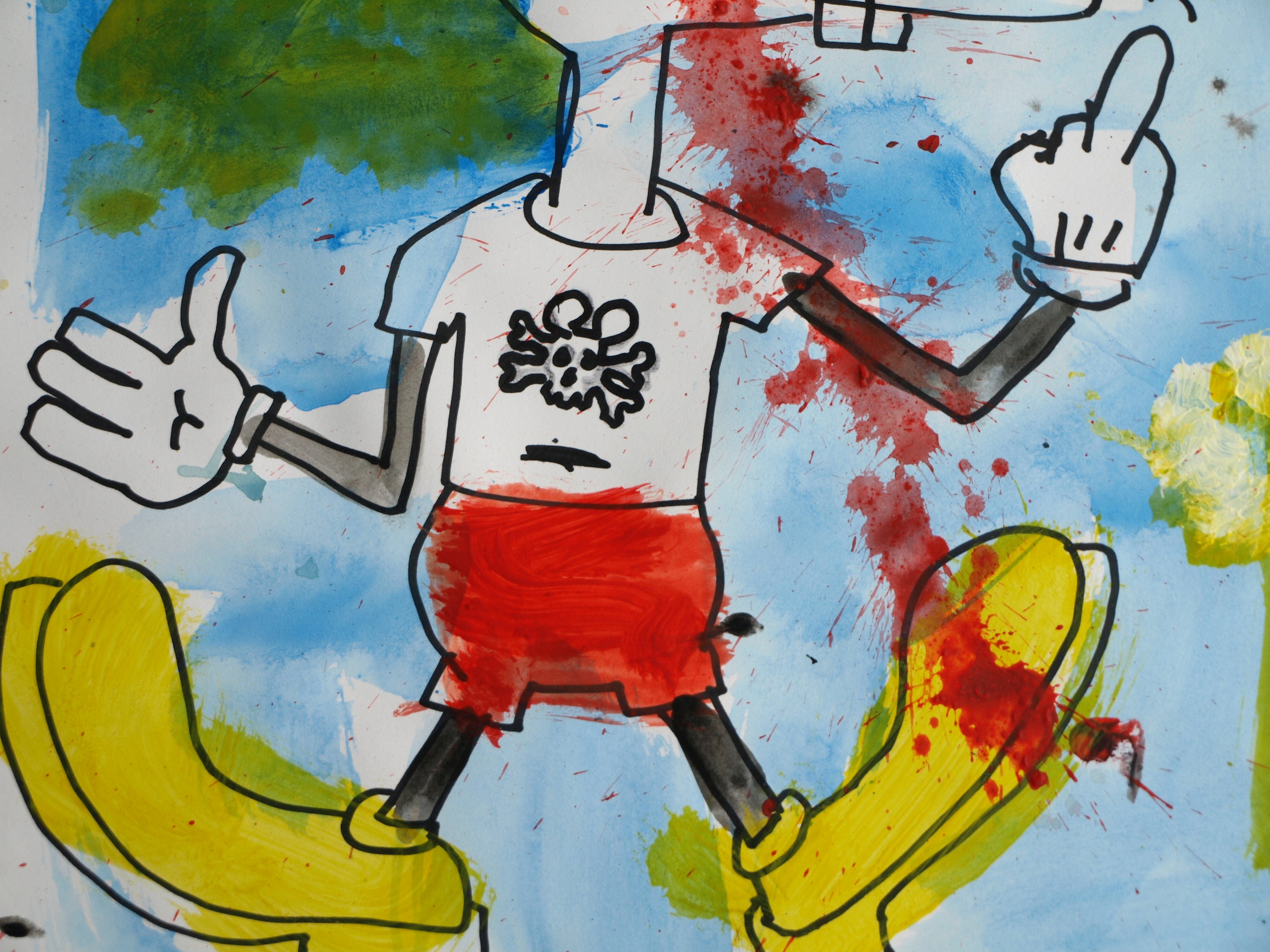 Peter Klashorst - Aquarel , Mickey Mouse geeft zijn Vinger – 2016 kopen? Bied vanaf 25!