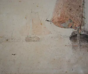 Everhardus Koster - fraai uitgewerkte aquarel met twee bemande botters kopen? Bied vanaf 195!