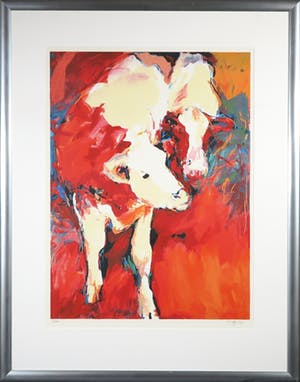 Gerda Elfring - Zeefdruk, Twee koeien - Ingelijst kopen? Bied vanaf 50!