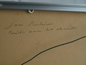 Jan Sierhuis - Ingelijste ets , Familie aan het strand - 1962 kopen? Bied vanaf 50!