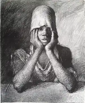 Aat Veldhoen - Portret van Afrikaanse jongen verkocht voor € 50!