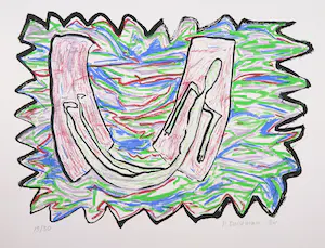 Petra Dolleman - Zeefdruk, Abstracte compositie met figuur kaufen? Bieten Sie von 1!
