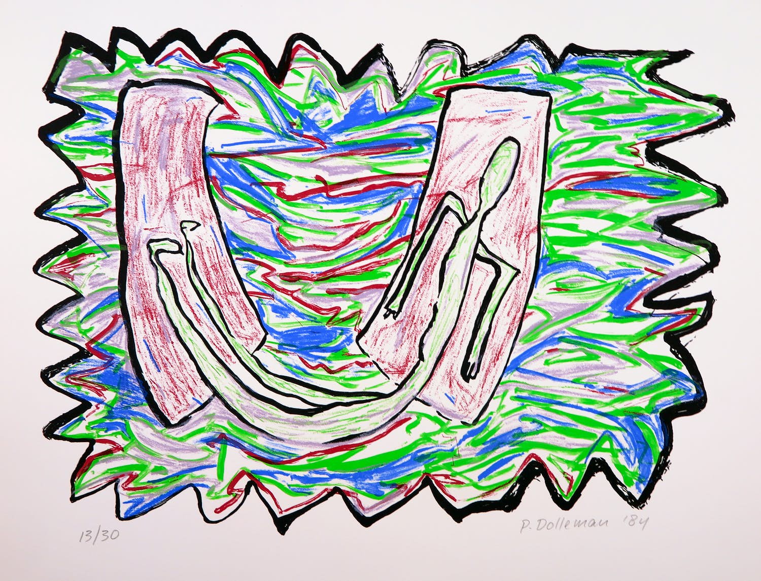 Petra Dolleman - Zeefdruk, Abstracte compositie met figuur kopen? Bied vanaf 1!