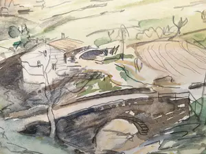 Jan Sluijters (jr.) - Berglandschap met brug en beek kopen? Bied vanaf 90!