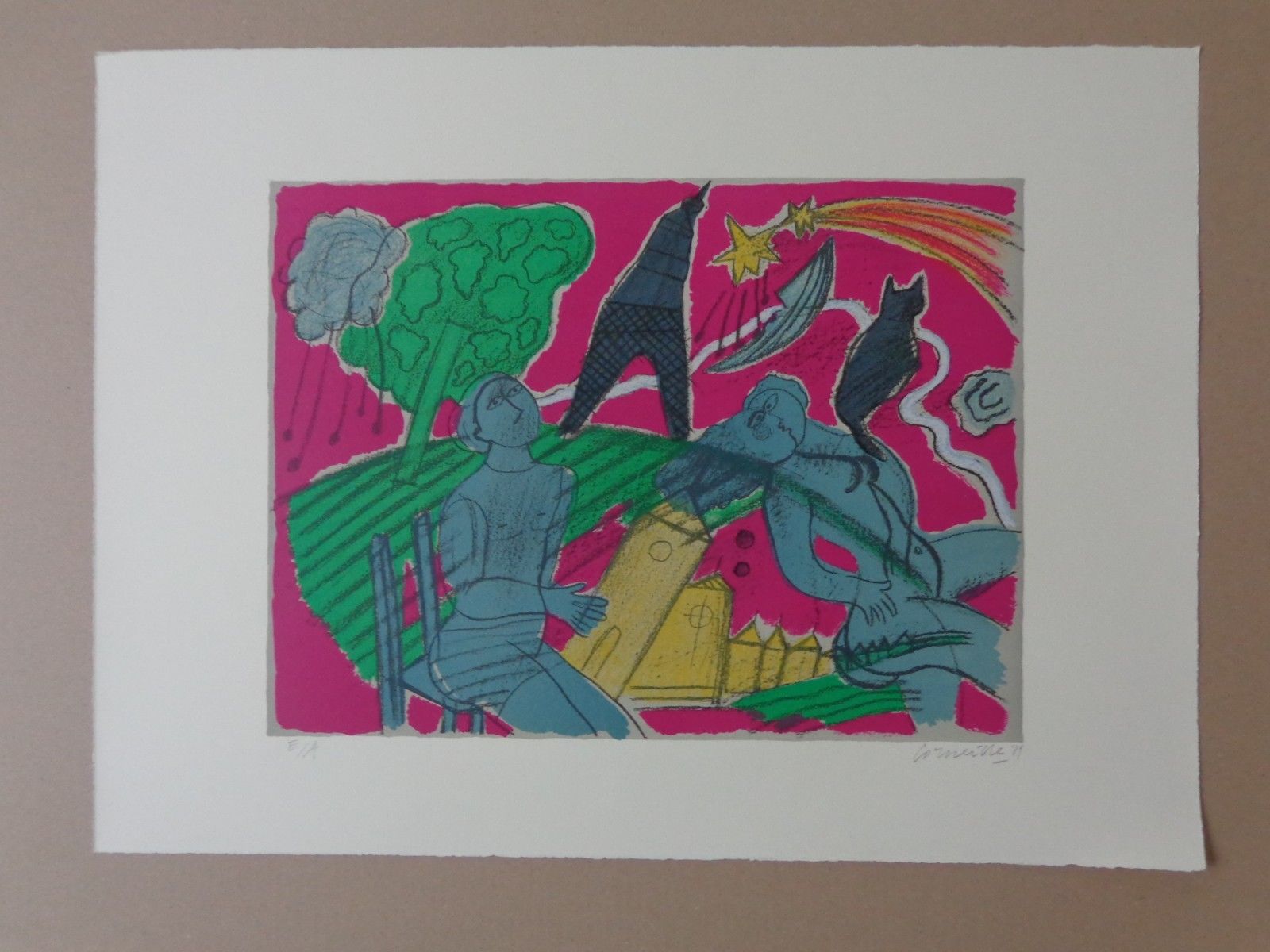 Corneille - KOPPEL IN PARIJS / KLEURLITHO / 53x73cm / SIG / 1989 kopen? Bied vanaf 155!