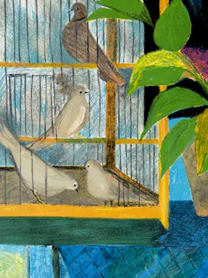 Guy Bardone - Lithographie « Les Quatre Tourterelles au tissu bleu » kopen? Bied vanaf 130!