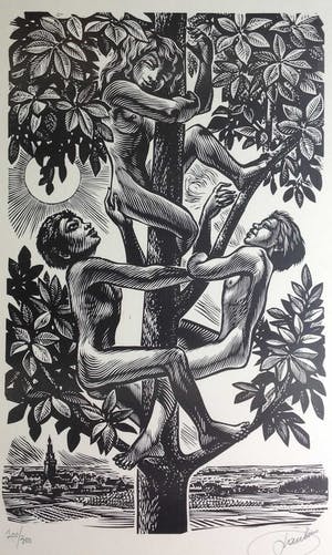 Niet of onleesbaar gesigneerd - C1932-11 - Drie wilden in een boom kopen? Bied vanaf 10!