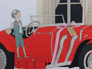 Denis Paul Noyer - Mercedes Roadster, Cabourg Grand Hotel, LITHOGRAPHIE Originale, 115ex kopen? Bied vanaf 250!