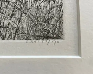 Reinder Homan - Ets, Landschap met riet in de polder ‘90 kopen? Bied vanaf 65!