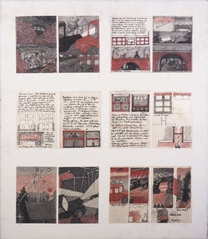 Aad van Houwelingen - Collage op doek, Open notitie no. 2 kopen? Bied vanaf 1!