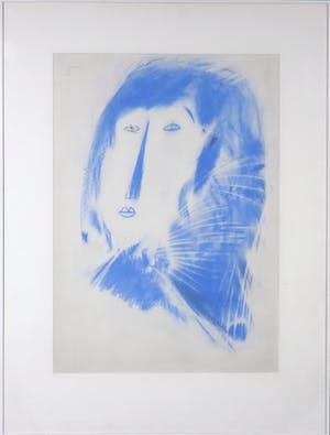 Theo van der Nahmer - Krijt op papier, Lady in Blues - Ingelijst kopen? Bied vanaf 1!