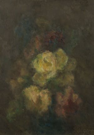 Niet of onleesbaar gesigneerd - Olieverf op doek, Bloemstilleven - Ingelijst kopen? Bied vanaf 10!