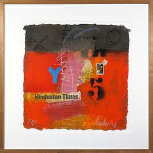 Theo Koster - Zeefdruk en collage, Zonder titel - Ingelijst verkocht voor € 20!